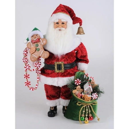 Karen Didion Lighted Peppermint & Goodies Santa Figurine