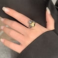 thumbnail image 4 of Womens Adjustable Silver Plated Ring with Crown Wings and Feather Retro Geometric Design Intricate Gold Accents Open Ring Pearl Pattern Ring Jewelry, 4 of 6
