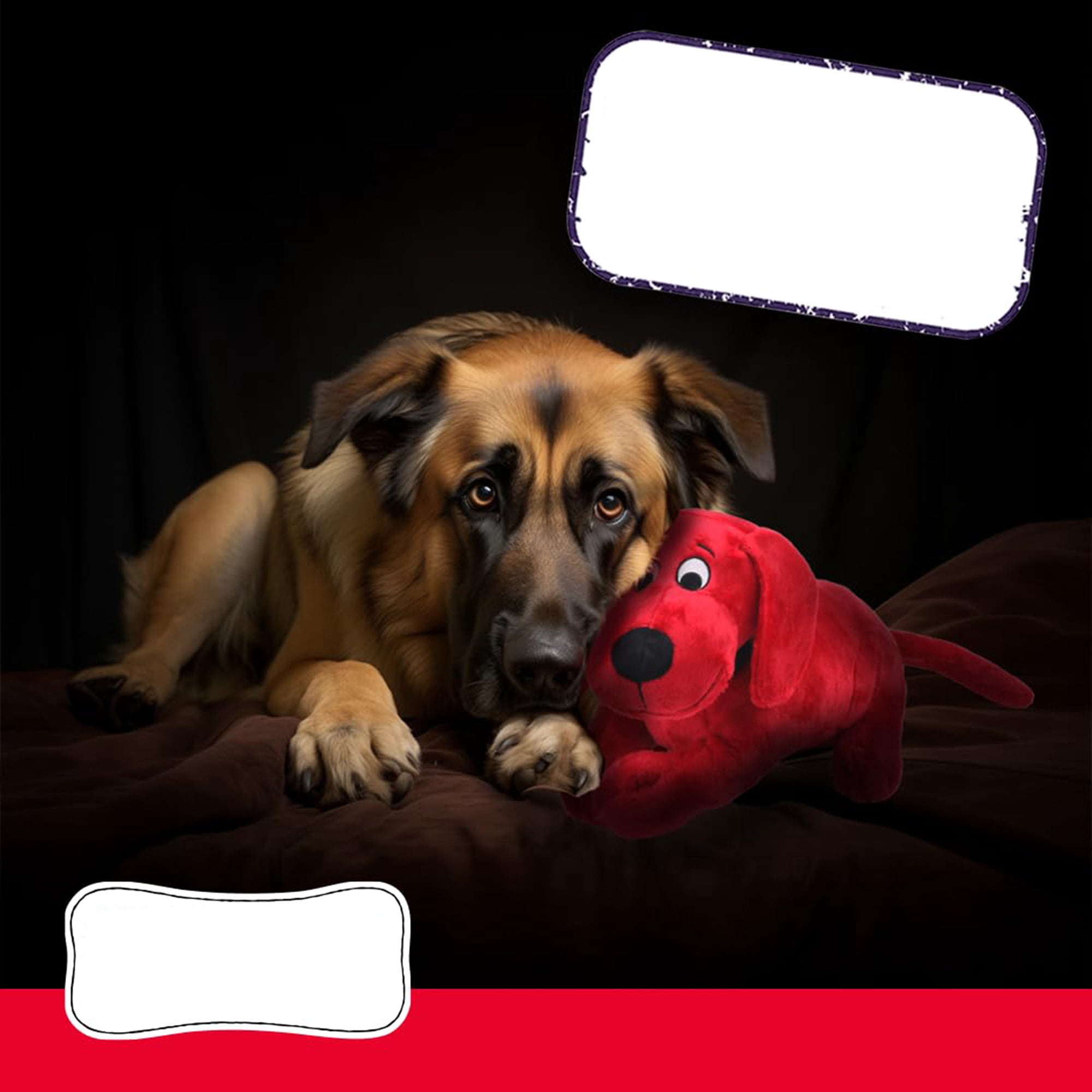 Snuggle Buddy Plush Dog Toy, Interactive Stuffed Animal with Squeaker and Crinkle, Comfort Toy for Anxiety Relief, Durable Soft Chew Toy for Medium to Large Dogs, Bonding Playtime Companion, Red