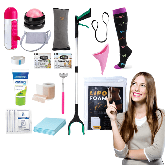 Tummy Tuck Post Surgery Supplies Kit Recovery for Mommy Makeover Abdominoplasty C-Section 32 Piece Set
