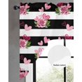 thumbnail image 2 of Pink Roses Swag Valances for Windows, Small Curtains Drapes, Valentine's Day Love Flowers Stripes Rustic Kitchen Window Curtains Over Sink Window Treatment Valance for Bedroom/Bathroom 56"x36", 2 of 5