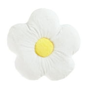 Your Zone Faux Fur Flower Decorative Pillow for Kids, White, Spot-clean, 16" H