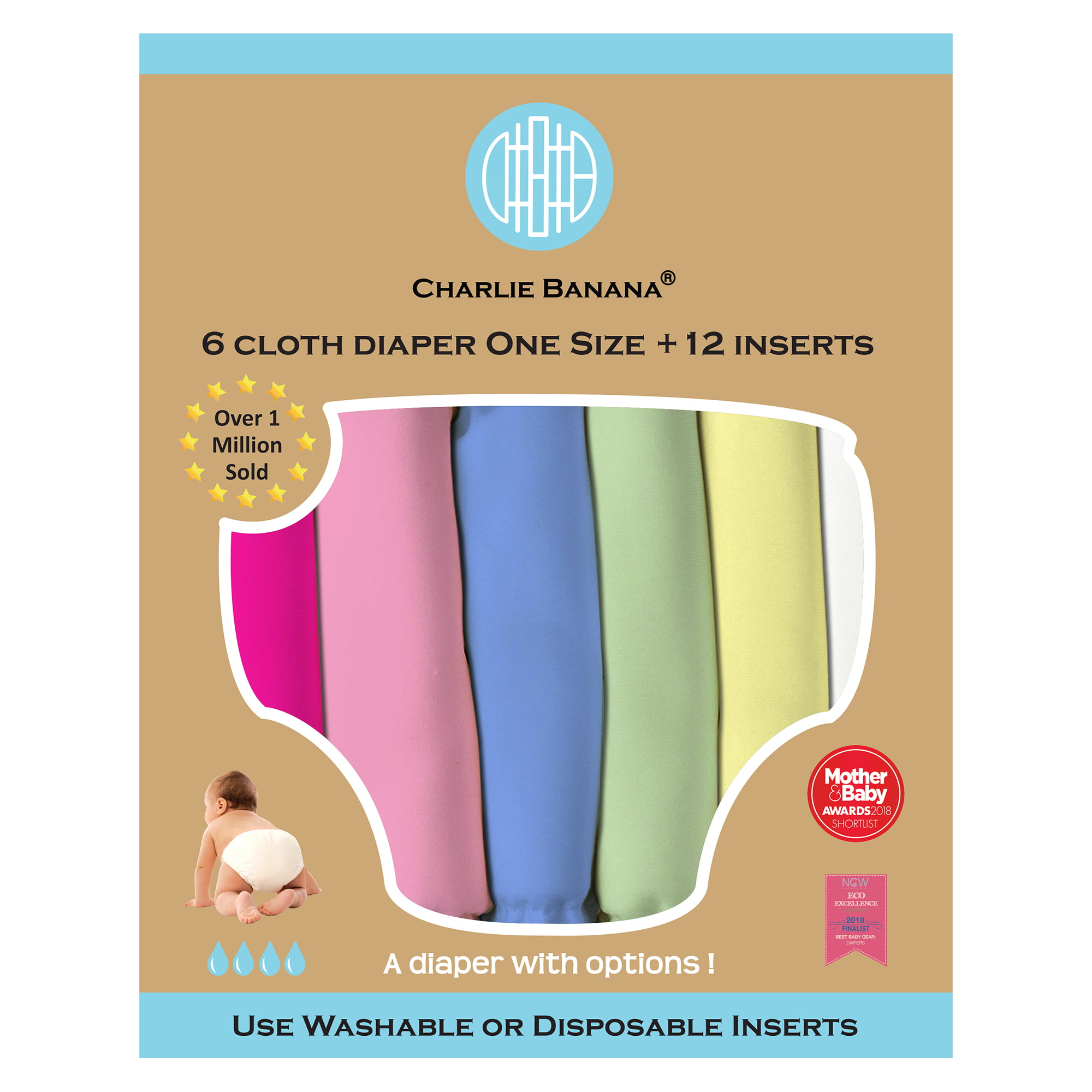 Reusable Monkey Girl One Size Fits All Modern Cloth Nappies & Insert 