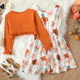 thumbnail image 2 of PatPat 2pcs Kid Girl Dress and Cardigan Floral Print Sleeveless Dress and Ruffled Long-sleeve Orange Cardigan Set, 2 of 6