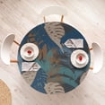 thumbnail image 4 of Ambesonne Tropical Fitted Round Tablecloth, Exotic Botanical Abstract, 56"- 60" Diameter, Dark Lavender and Grey Teal, 4 of 5