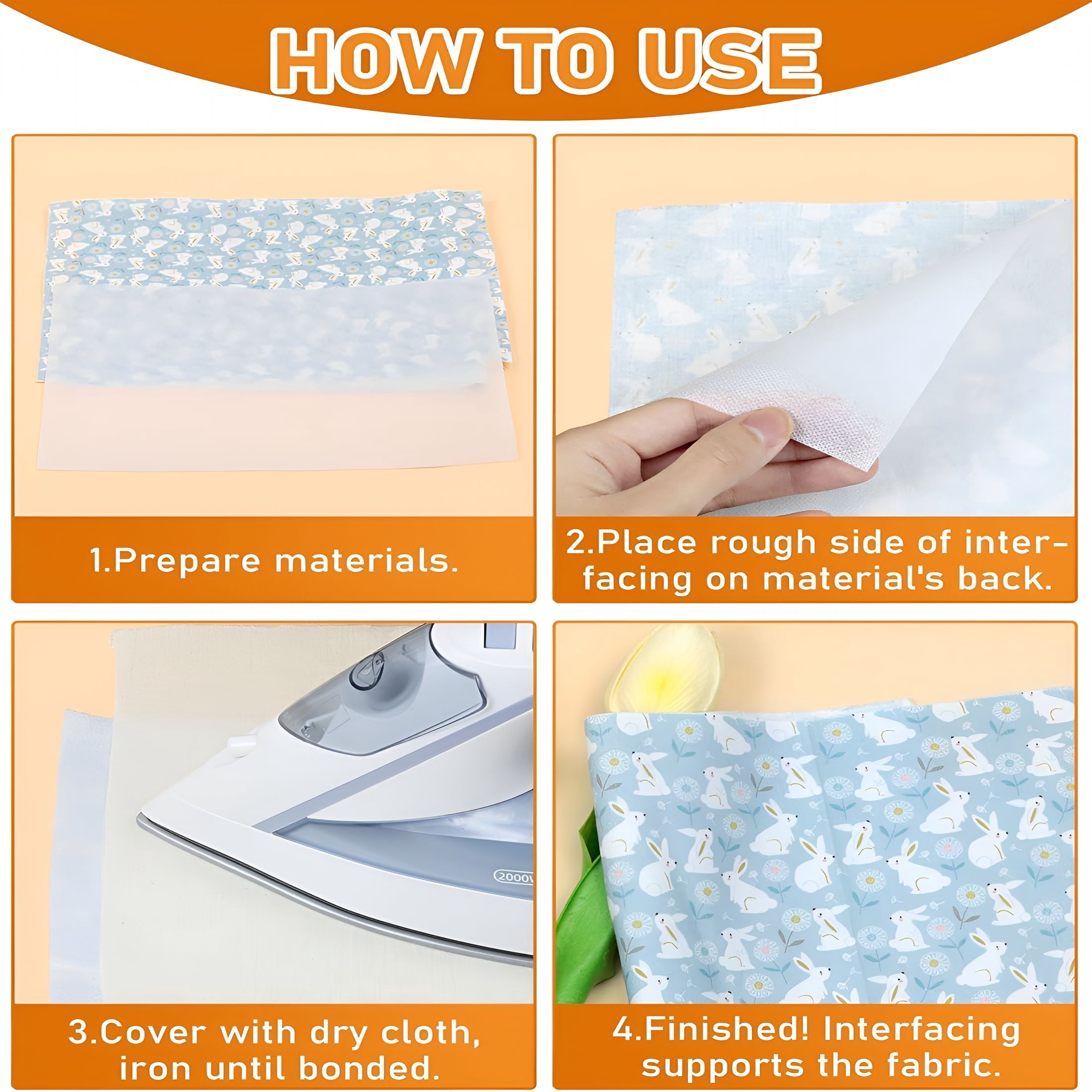 AUQ 2026 New Medium Weight White Iron-On Non-Woven Fusible Interfacing: 11.6" X 30Yd Medium Weight Non-Woven Interfacing Iron on Polyester Single-Sided Interfacing for Diy Crafts Supplies