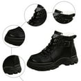 thumbnail image 5 of Women's Chunky Winter Combat Boots Fashion Casual Lace up Fleece Lining Non Slip Walking Snow Ankle Booties Black Size 9, 5 of 7