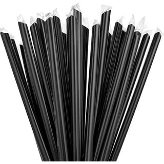 Choice 7 1/2 Black Pointed Wrapped Straw - 500/Pack