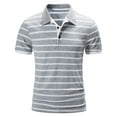 thumbnail image 2 of Pxiakgy polo shirts for men Men Spring Summer Sports Leisure Top Shirt Wicking Cotton Lapel Short Sleeve T Shirt Stripe Top Shirt Men Polo Shirts White + S, 2 of 9