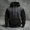 thumbnail image 2 of Men’s Pullover Hoodie Long Sleeve Drawstring Hooded Sweatshirt Kangaroo Pocket Casual Loose Fit Top Black L, 2 of 5