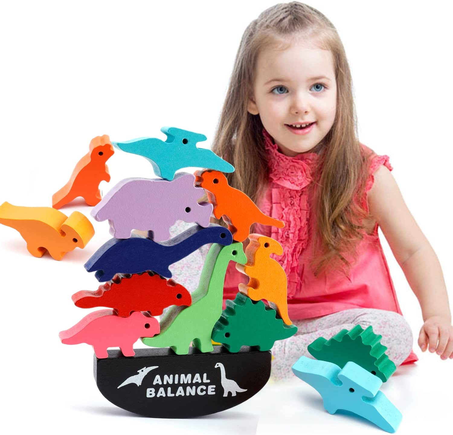 Wooden Stacking Dinosaur Toys for Kids 2.3.4.5.6 Year Old, Dinosaur