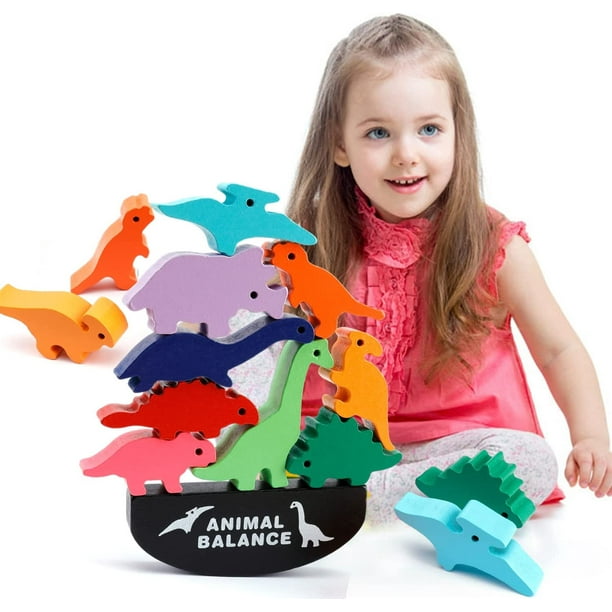 Wooden Stacking Dinosaur Toys for Kids 2.3.4.5.6 Year Old, Dinosaur