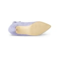 thumbnail image 5 of BLISSFUL STEP Women's Ankle Boots Faux Suede Pointed Toe Stiletto Heel Ruffle Back Zip Boots Purple 8, 5 of 6