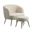 thumbnail image 6 of 28.75'' Wide Modern Wool Accent Armchair With Ottoman & Gold Leg-Beige, 6 of 7