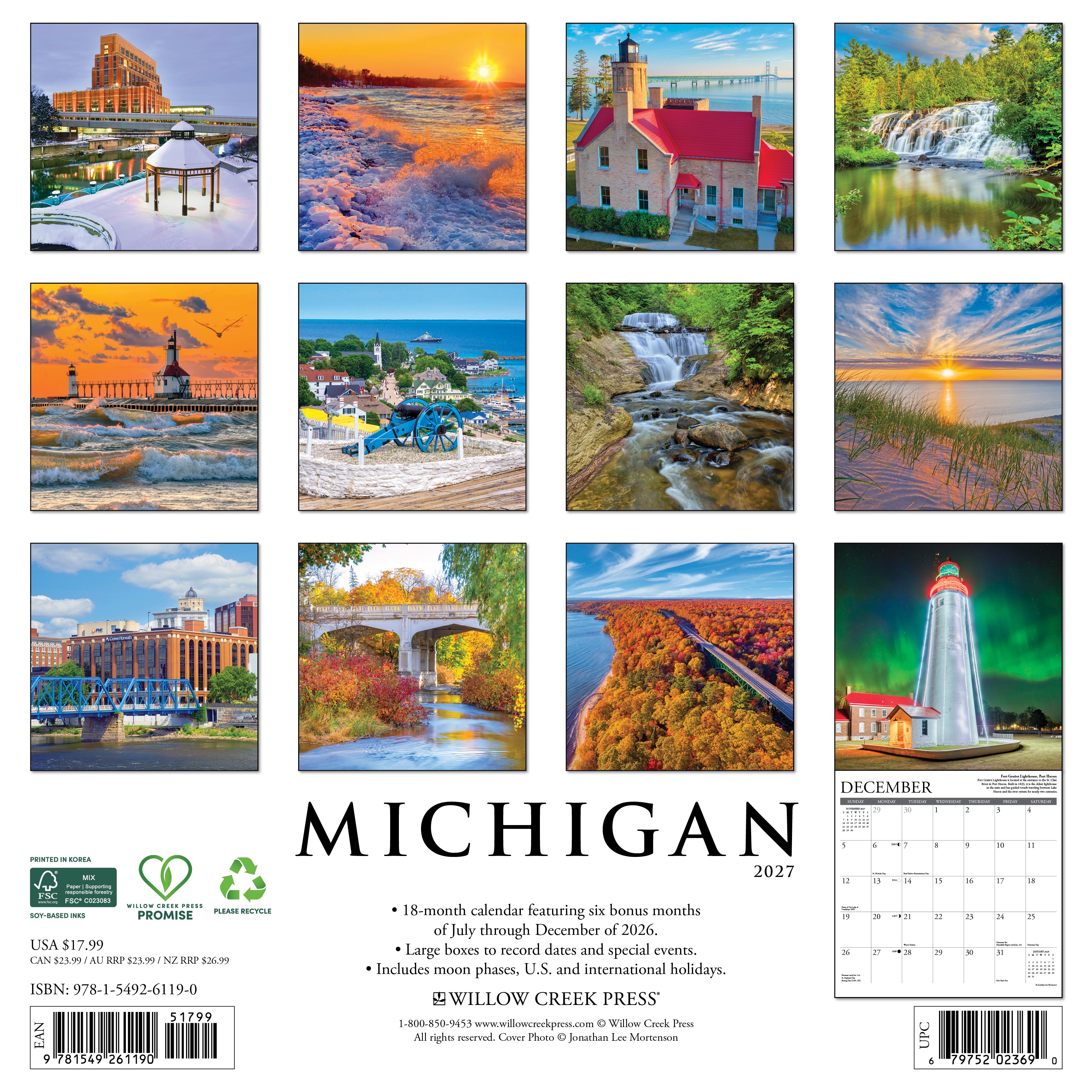 Willow Creek Press, Michigan 2027 Wall Calendar