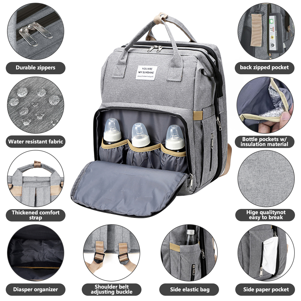 My-Deeb Diaper Backpack bag in with bed, Multifunction with Changing Pa