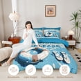 thumbnail image 3 of Castle Fairy Retro Flat Beach Quote Design Full Size Comforter Sets 3-Piece,Swim Ring Flip Flop Shore Print Bedding Comforter Set,Cyan Cream,Navy Blue Reversible,1 Comforter and 2 Pillowcases, 3 of 6