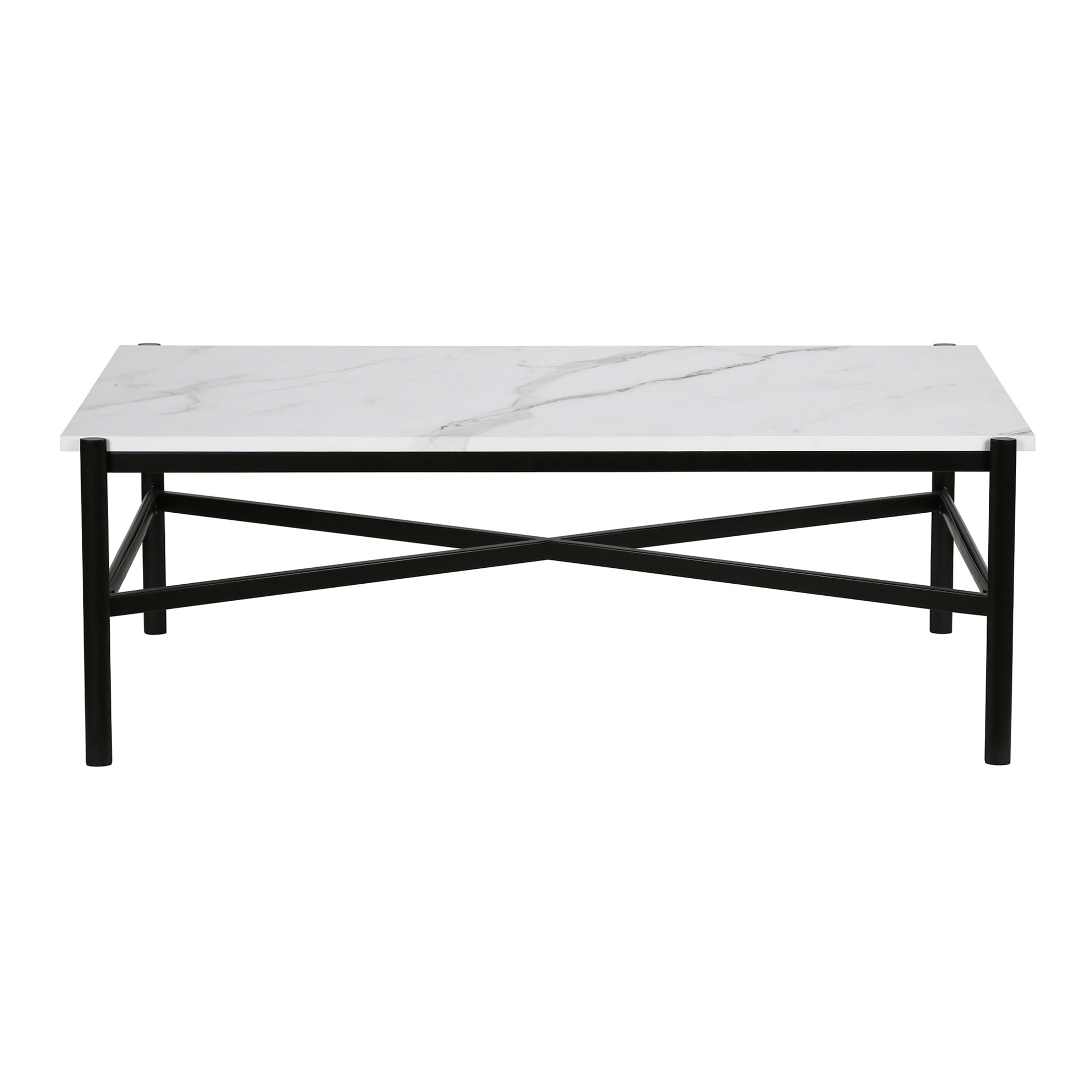 Evelyn&Zoe Metal Marble Coffee Table in Black and Bronze