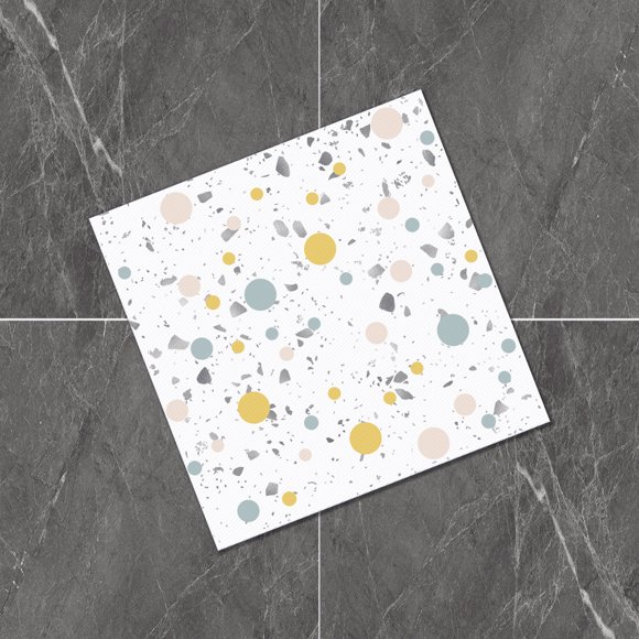 Zhuge Floor stickers self-adhesive living room floor beautification PVC tiles terrazzo texture anti slip decoration floor stickers waterproof (16 pieces, colored)