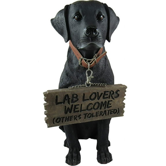 Labrador Indoor Outdoor Welcome Statue: Lifelike Canine Companion with Reversible Message Sign for Heartwarming Greetings and Playful Decor