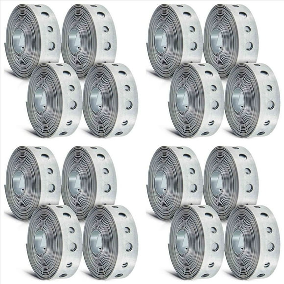 16 Pcs Galvanized Hanger Strap Metal Strapping with Holes Pipe Hanger for Pipe Supports Hanging, 10 Ft,16 x Galvanized Metal Pipe Strap,Silver