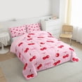thumbnail image 3 of jejeloiu Cute Cherry Full Size Comforter Sets,Kawaii Bowtie Bow Bedding Comforter Set,Red Pink Bowknot Bedding Sets For Girls,Luxury Bedroom Decor Reversible,3pcs, 3 of 8
