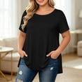 thumbnail image 6 of ClodeEU Plus Size Women's Round Neck Short Sleeve Tunic Top,Casual Loose A Line Flared Hem Solid Swing Blouse ,Women's Plus XXXXL, 6 of 6