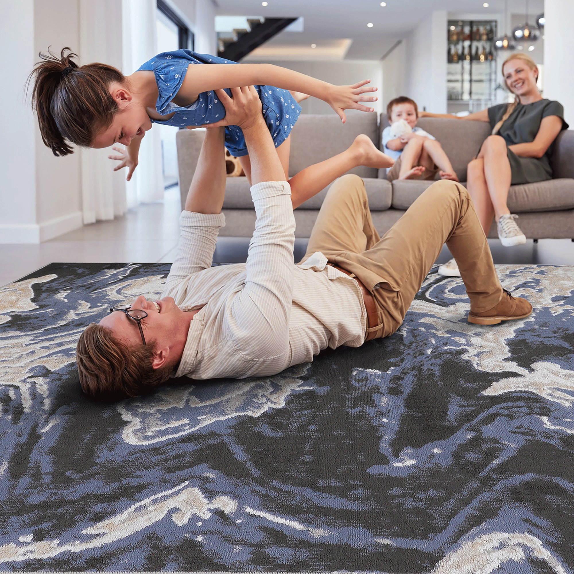 PAYAS Collection 6X9 Abstract Area Rug,Blue