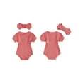 thumbnail image 2 of FOCUSNORM Ensemble d'Été 2 Pcs pour Bébé Fille Barboteuse à Manches Courtes Col Rond avec Bandeau Vêtements pour Nouveau-Né, 2 of 9