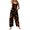 #01Black, variant on Jack O Lantern Pumpkin All Over Print Women Halloween Overalls, Sleeveless Square Neck Wide Leg Jumpsuit with Pockets, Rayon Linen Fabric Gray 2XL