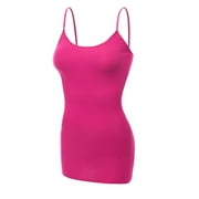 Essential Basic Women's Basic Casual Long Camisole Cami Top Regular Sizes - Fuschia, L