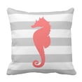 thumbnail image 1 of Funda de almohada ABPHQTO con diseño de Caballito de Mar y Rayas Náuticas Gris y Coral 45x45 cm, 1 of 1