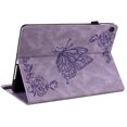 thumbnail image 4 of SaniMore for Lenovo Tab M10 Plus 3rd Gen 10.6 inch 2022 TB-125F/128F Wallet Case Card Slots Hand Rope Anti-slip Strip Pen Holder Auto Wake/Sleep Stand Embossed Butterfly for Girls Women, Purple, 4 of 5