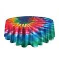 thumbnail image 5 of Colorful Tie Dye Pattern Round Tablecloth 60"x60",Wrinkle Wipeable Table Cloth for Kitchen Dining Room Picnic Patio Party, 5 of 6
