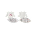 thumbnail image 2 of 2-Piece Little Girls Skirt Clothing Set 12 18 24 Months 2T 3t 4T 5T Long Sleeve Letter Embroidered Sweatshirt Butterfly/Heart Puffy Gauze Skirt Outfits, 2 of 9