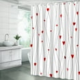 thumbnail image 2 of Valentine''s Day Shower Curtain Red Heart Geometric Striped Sweet Love Romantic Couple Woman Girl Bathroom Home Curtain with Hooks,Red Black, 2 of 6