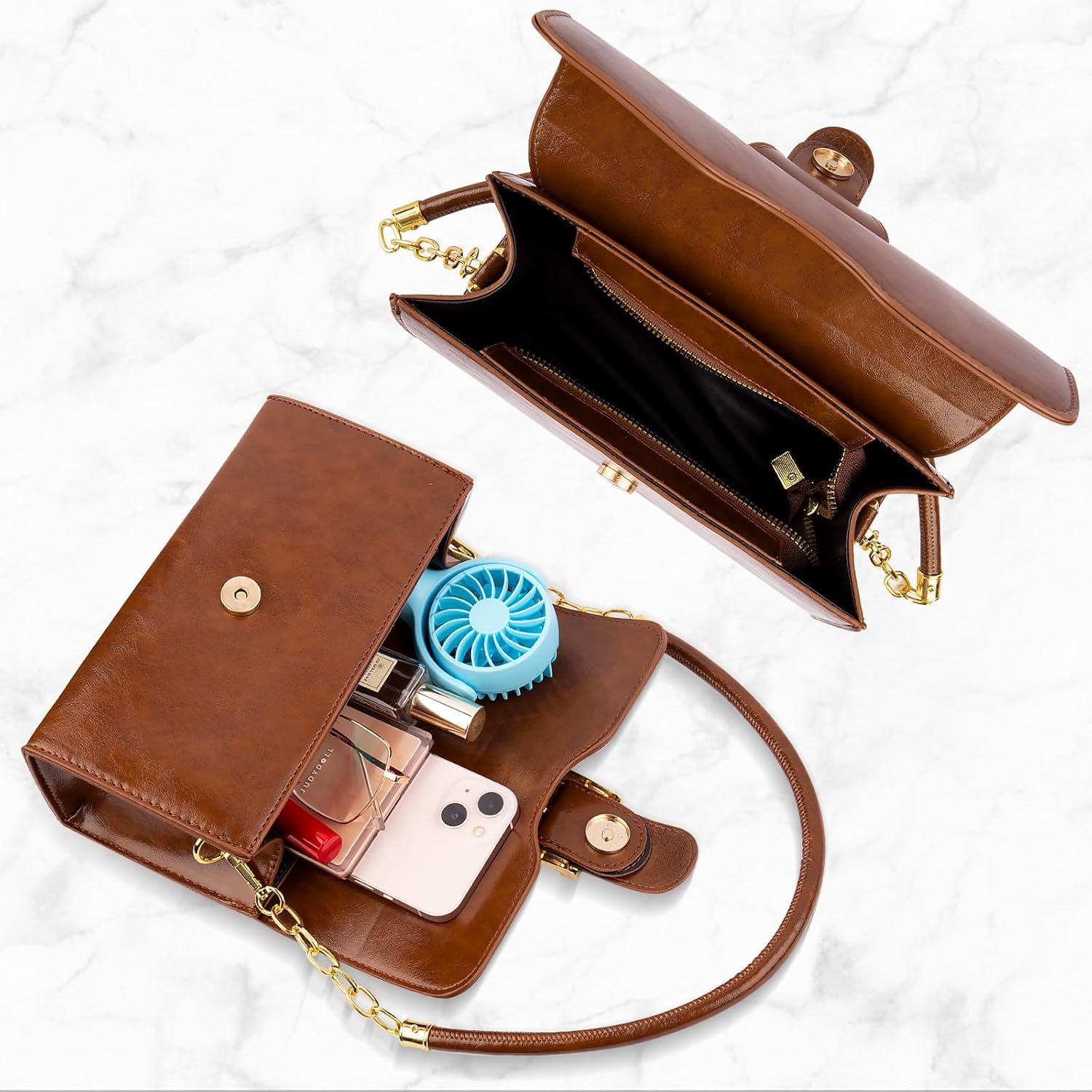 Shoulder Bag for Women, Cute PU Leather Small Purse Handbags, Retro Classic Tote Purses for Women with Removable Strap