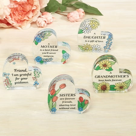 AngelStar Glass Plaque - Sentimental Gift, Paperweight for Grandmothers, Heart-Shaped