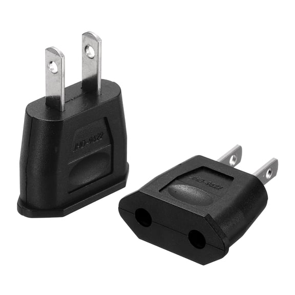 Uxcell 2 PCS EU to US Plug Socket Jack, US 2 Pin to European 2 Outlet Adapter Travel Charger Converter, 125V/250V 6A, 4mm Hole Black