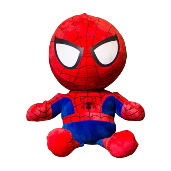 Soft Superhero‑Graphic Sitting Plush Toy, Classic Red‑Blue Web‑Print Stuffed Figurine, Versatile Decor Plush for Bedroom, Sofa and Collection 4.72in
