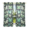 thumbnail image 2 of Various Green Butterflies Semi Sheer Curtains for Living Room Bedroom Set of 2 Insulated Window Drapes, 2 of 6