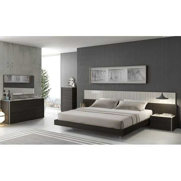 Bedroom Set 3pcs J M Porto, Grey King Size Bed Set