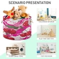 thumbnail image 4 of Round Toy Storage Basket Foldable Storage Basket for Home Decor Laundry Basket20" x 14" Cherries and Daisies, 4 of 6