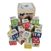 BEACENOV Wooden ABC and 123 Blocks for Preschool Learning,Toddlers Montessori Wooden Educational Toys for Baby Boys or Girls,Wooden Blocks Set with Alphabet, Numbers & Patterns