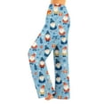 thumbnail image 2 of Women's Christmas Print Plush Pajama Pants, Soft and Comfortable Home Wear Trousers for Winter, Casual Sleepwear with Festive Design,Light Blue,L, 2 of 5