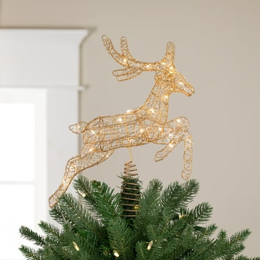 Northlight LED Lighted Reindeer Christmas Tree Topper - 13"  - Gold - Warm White Lights