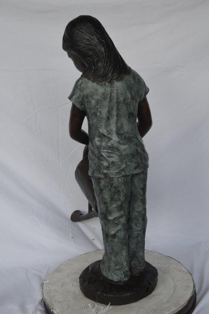 Nifao Girl Gardening Outdoor Fountain Statue, Bronze Garden Water Feature Sculpture for Patio & Garden – Outdoor Garden Decor Sculpture, 27"L x 14"W x 41"H