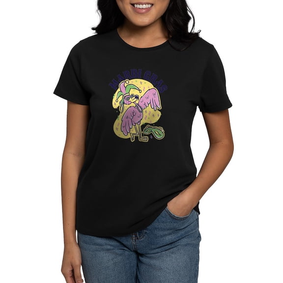 CafePress - Mardi Gras Flamingo T Shirt - Women's Traditional Fit Dark T-Shirt