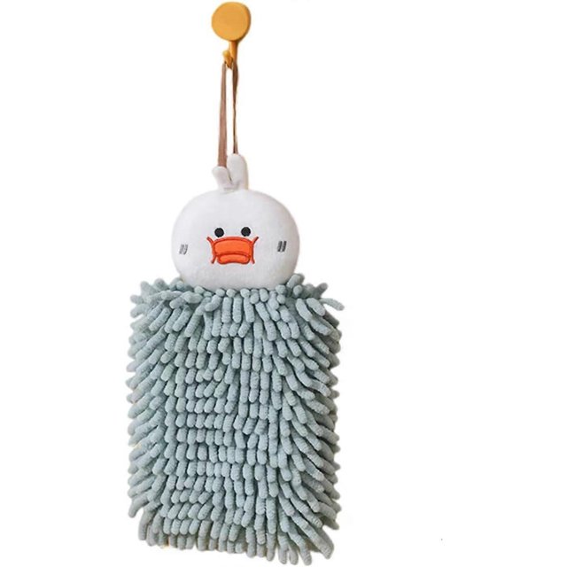 1 Pack Double-Sided Animal Chenille Hand Towels,Bathroom Hand Towels with Loop,Kitchen Hand Towels Hanging,Soft Absorbent Square Hand (LightGreen)