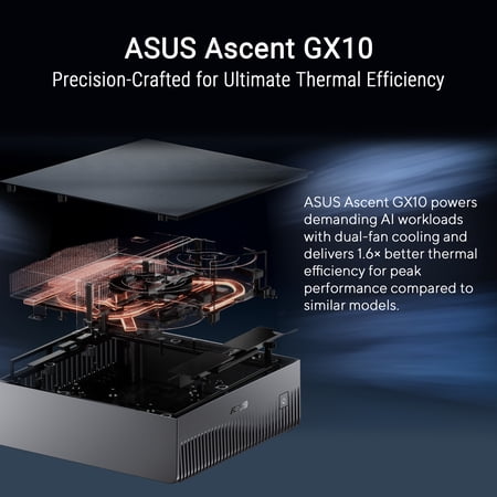 ASUS Ascent GX10 AI Supercomputer, DGX Spark, NVIDIA GB10 Superchip, 128GB LPDDR5x, 1TB PCIe Gen4 NVMe SSD, Wi-Fi 7 & BT5.4, DGX OS, Agentic AI Ready, Supports OpenClaw, NemoClaw, Stackable Chassis